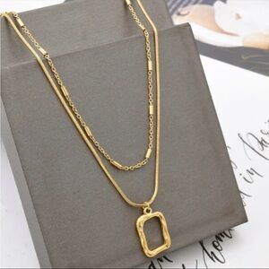 New 18k Gold Plated Double Layered Chain Necklace